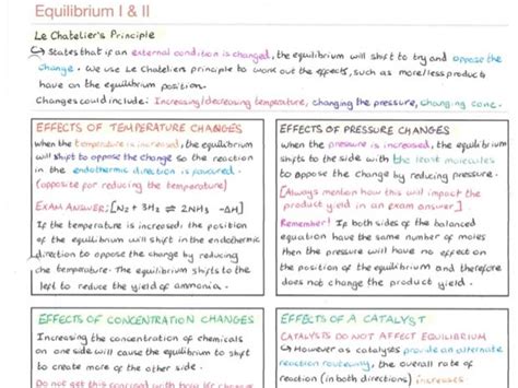 A Student Edexcel A Level Chemistry Notes Equilibrium Teaching