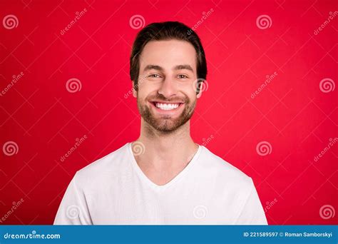 Photo Of Charming Young Cheerful Happy Man Smile Good Mood Wear White