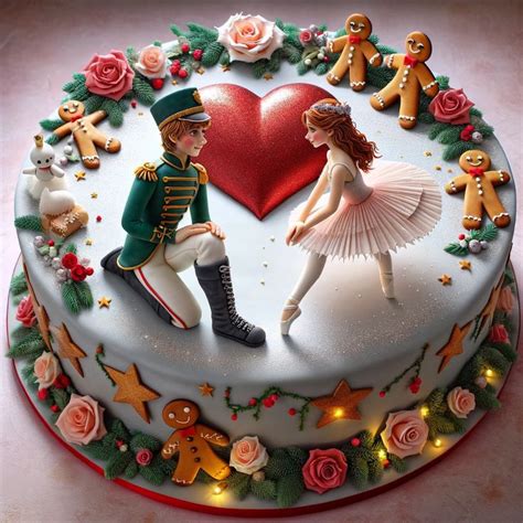 a cake decorated with an image of a nutcracker and a ballerina on it