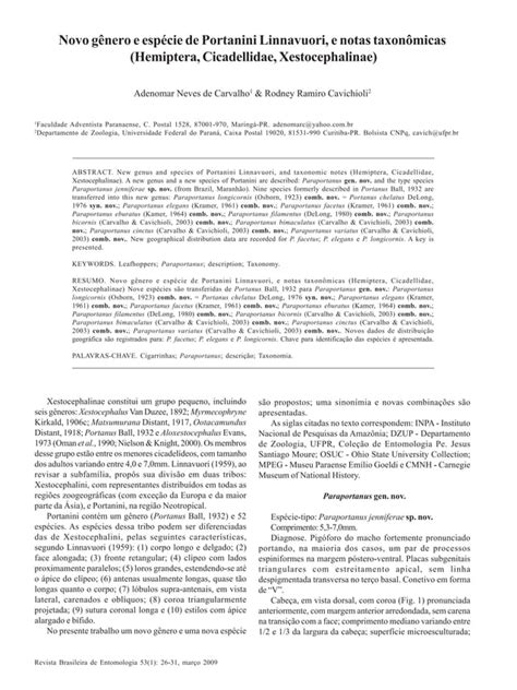 Novo G Nero E Esp Cie De Portanini Linnavuori E Notas Taxon Micas