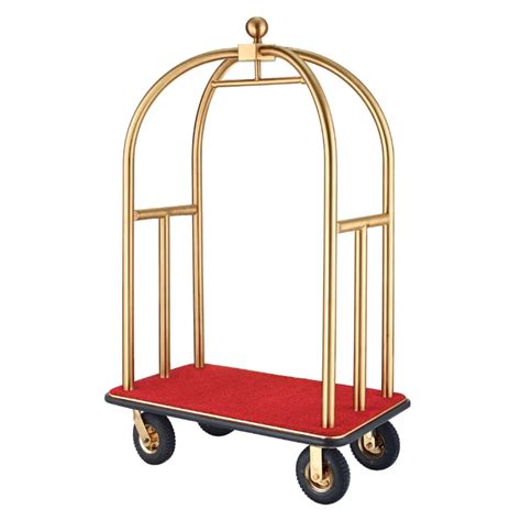 Stainless Steel Hotel Luxury Crown Foldable Bellboy Cart Rack Concierge