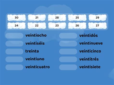 Practica De Los Numerales Del 21 Al 30 Une Las Parejas