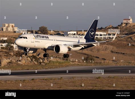 Lufthansa Airbus A320neo Aircraft As Seen On Final Approach Flying Over