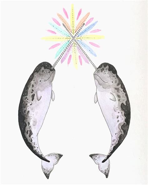 Original Narwhal Watercolor Painting Narwhal Burst By Losochapos