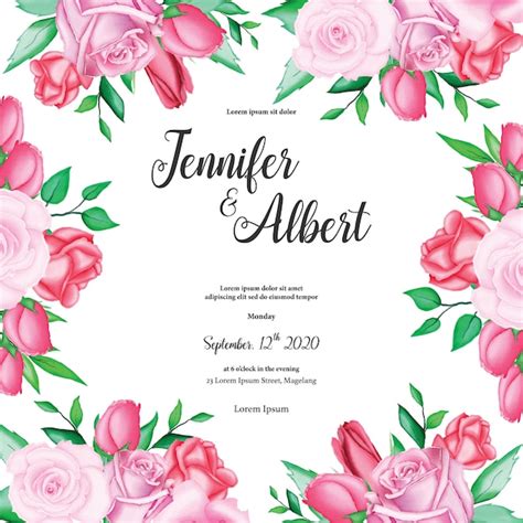 Premium Vector Beautiful Watercolor Floral Wedding Card Template