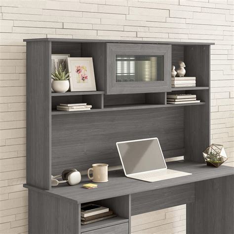 Bush Furniture Cabot 60W Desk Hutch in Modern Gray | 1StopBedrooms