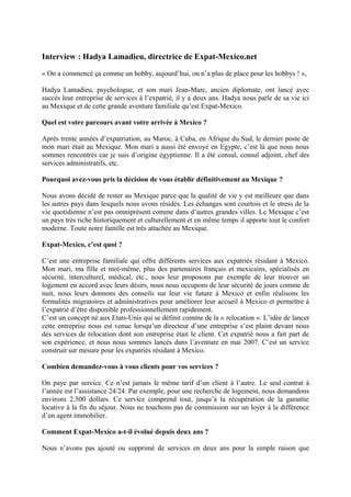 Interview Expat Mexico PDF Téléchargement Gratuit