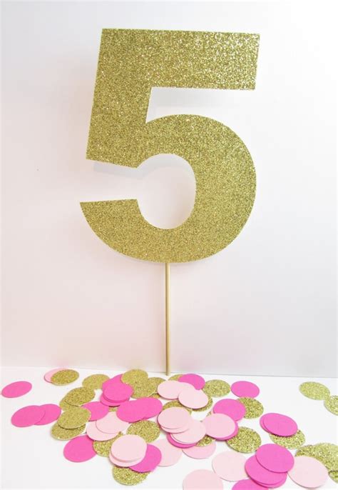 Fifth Birthday Cake Topper Age Cake Topper Gold Cake