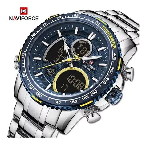 Reloj Naviforce Nf9182 Plateado De Acero Militar De Lujo Para Hombre