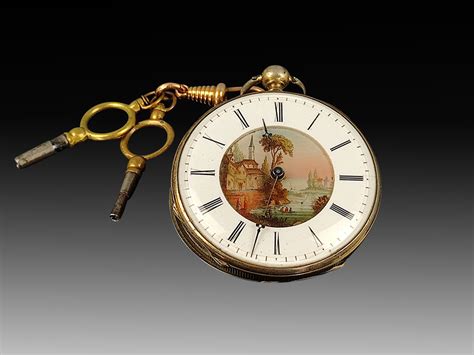 Antique Pocket Watches Rare Pocket Key Watch French 1800s With Painted