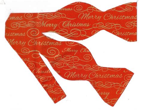 Christmas Bow Tie Merry Christmas On Holiday Red Self Tie Etsy Uk