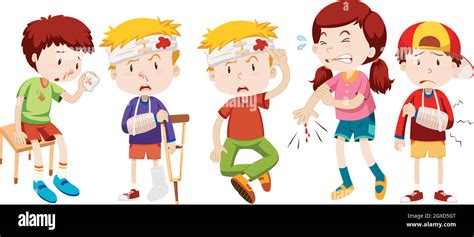 Niños con heridas por accidente Imagen Vector de stock Alamy