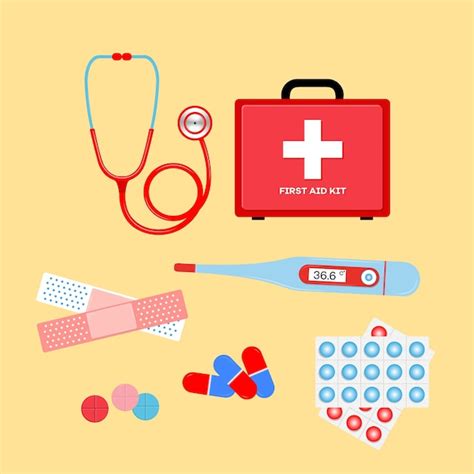 Premium Vector Emergency Medical Aid Kit Hand Drawn Illustration