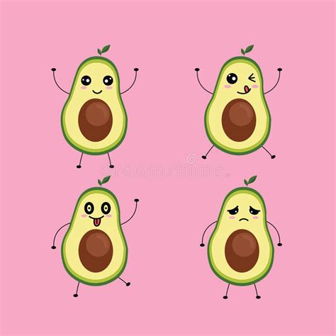 Lindo Aguacate Ilustrador Vektor Con Expresión Divertida Ilustración