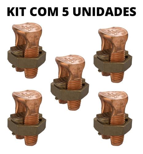 Kit C 5 Conectores Parafuso Fendido 16mm Split Bolt Cobre MercadoLivre