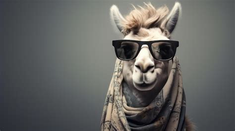 Premium AI Image A Llama Wearing Sunglasses And A Scarf