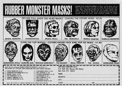 Halloween Masks Six Different Ads Monster Mask Creepy Monster