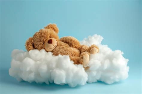 Premium Photo Cute Baby Teddy Bear Sleeping On The Cloud Relax And Dream