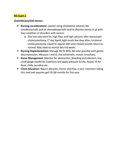 Ms Exam Medsurg Exam Ms Exam Cholelithiasis Gall Stones