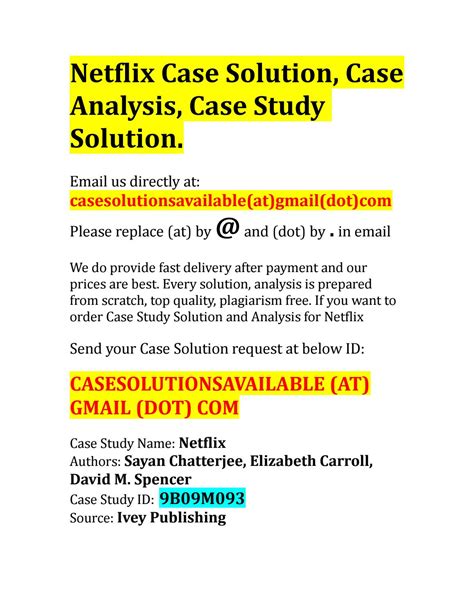 Netflix Case Study Solution Analysis By Case Solution And Analysis