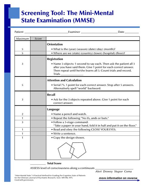 Mini Mental Exam Printable