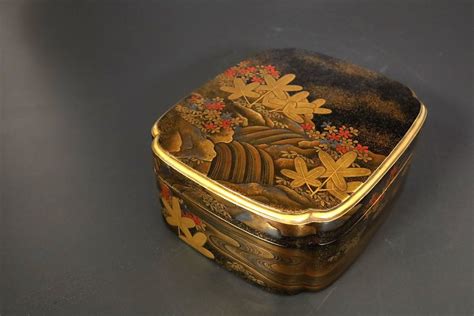 【小】3437 江戸期 時代蒔絵 梨地風景花鳥蒔絵箱 文箱 硯箱 時代箱有 時代蒔絵の逸品 古美術収集家放出品｜代購幫