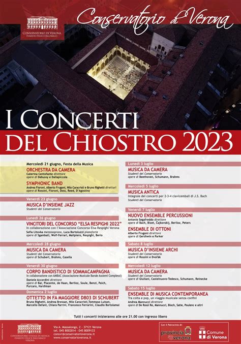 Il Conservatorio Di Musica Di Verona Presenta I Concerti Del Chiostro