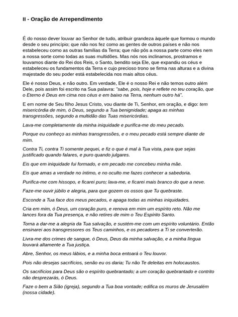 Oração Para O Filho Se Arrepender - Oração de Arrependimento e Louvor a Deus | PDF | Oração | Pecado
