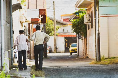 Bandar Anzali Iran 10th June 2022 Muslim Son Help Father Walk In