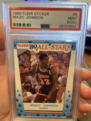 1989 Fleer Magic Johnson All Star Sticker 5 PSA Graded MINT 9 OC EBay