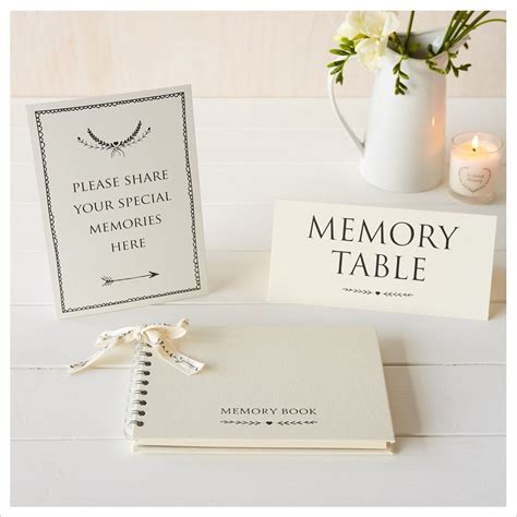 A5 Luxury Ivory Memory Book And 2 Sign Set For Funeral Memory Table