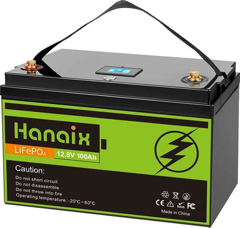 Hanaix Batería de litio LiFePO4 de 12 V 100 Ah BMS integrado de 100 A