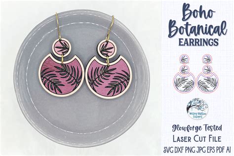 Boho Botanical Earring File For Glowforge Or Laser Wispy Willow Designs