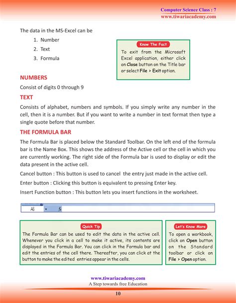 Class 7 Computer Science Chapter 4 Basics Of Microsoft Excel