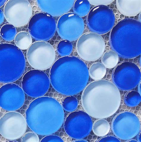 Aqua Bubble Round Blue Glass Mosaic Tile, Blue Glass Mosaic, Blue Mosaic Tiles, View round blue ...