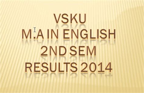 Vijayanagara Sri Krishnadevaraya University M.A in English 2nd Sem ...