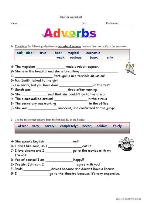 Adverbs Worksheet English Esl Worksheets Pdf Doc