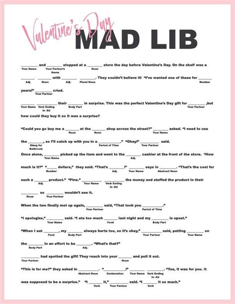 Free Printable Valentine S Day Mad Libs Printable Word Searches