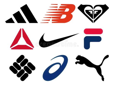 Top Famous Sportswear Companies Brands And Logos Editorial Photography