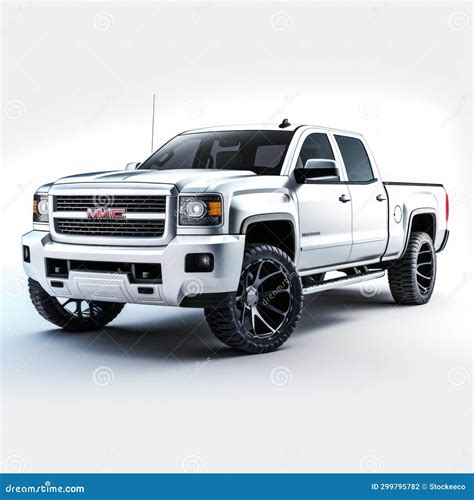 Elaborate White Gmc Sierra Pickup Truck on White Background Stock Illustration - Illustration of ...