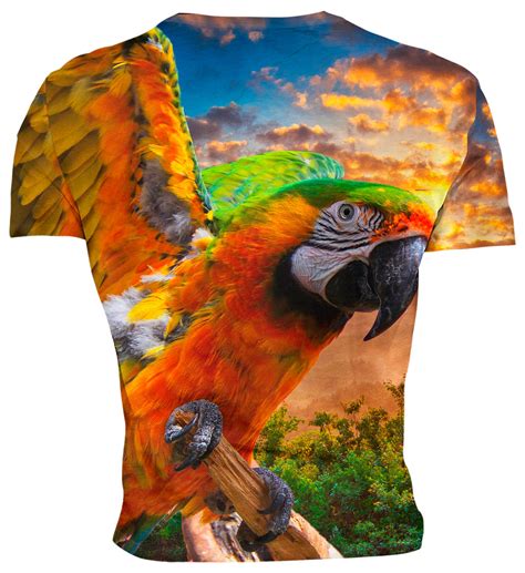 Playera Full Print Sublimada Caballero Guacamaya Colores