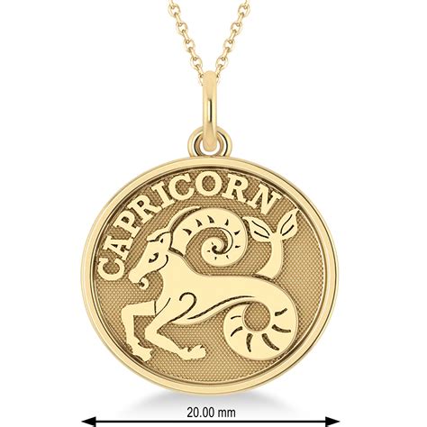 Capricorn Coin Zodiac Pendant Necklace 14k Yellow Gold Az3324