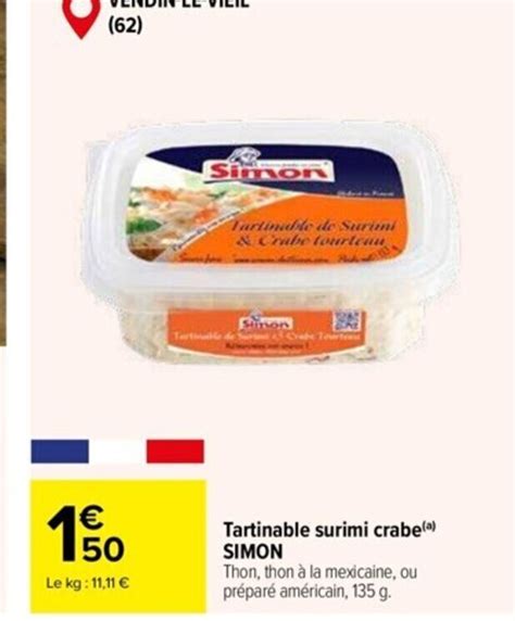 Promo Tartinable Surimi Crabe A SIMON Chez Carrefour Market