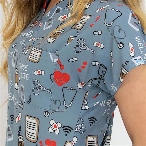 Hospital Uniforms Nurse Life Mode Patterned Unisex Shirt Nurse Medical ...