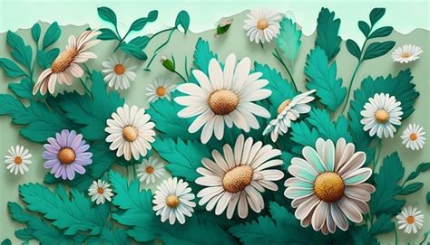 Premium Photo | A green and white flower wallpaper with a green ...