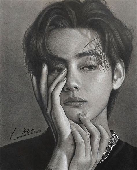 Kim Taehyung V Bts V Portrait Drawing Pencil Sketch Images Art