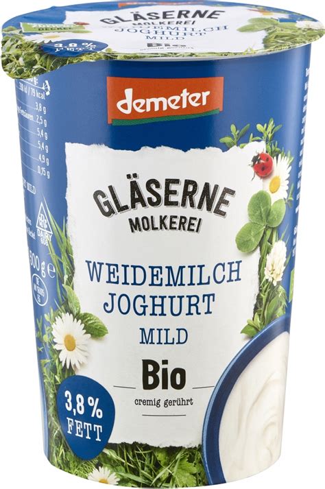 Gläserne Molkerei Bio Weidemilchjoghurt mild 3 8 Fett 4260026430373