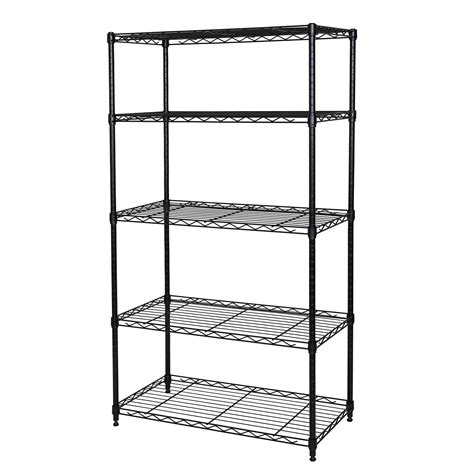 Seville Classics 5 Tier Steel Wire Mobile Shelving With Wheels 30 W X 14 D X 60 H Black