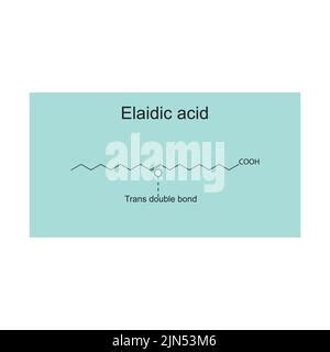 Elaidic Acid 18 Carbon Fatty Acid Chemical Structure On White