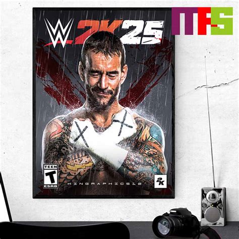 WWE 2K25 Cover Poster Features Cm Punk Home Decor Poster Canvas - Masteez